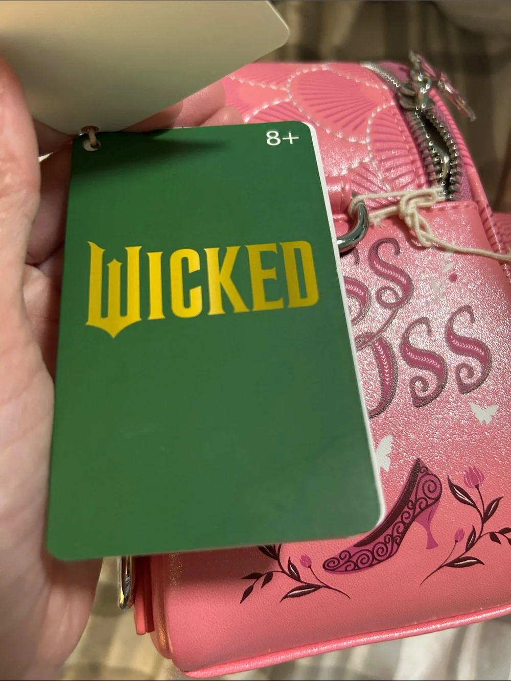 Loungefly Pink 'Wicked' Embossed Shell Mini Backpack